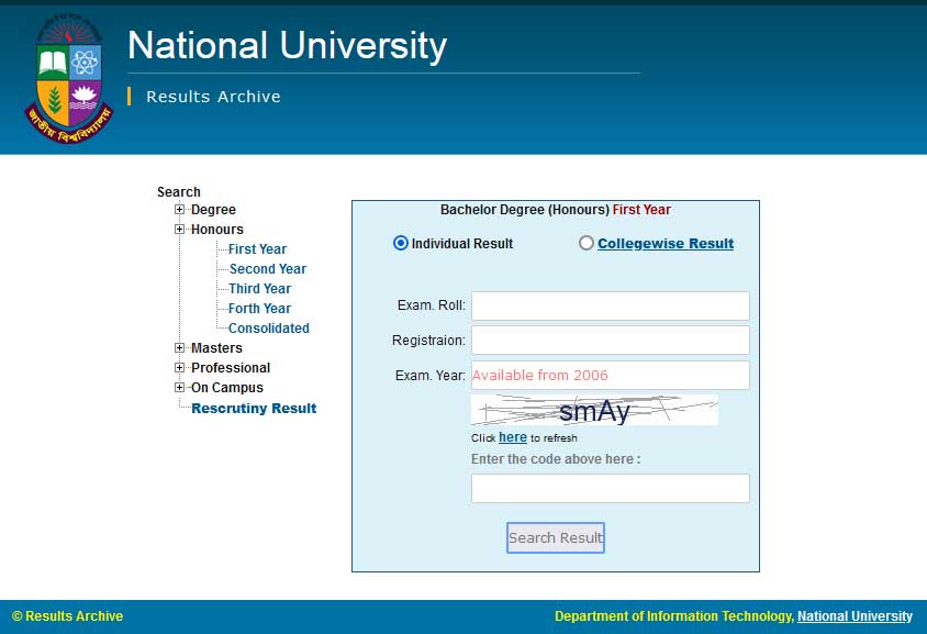 Honours 1st Year Result